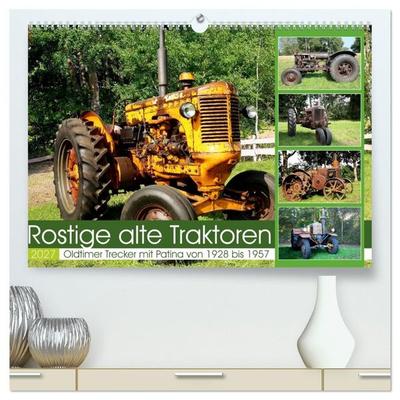 Rostige alte Traktoren (hochwertiger Premium Wandkalender 2027 DIN A2 quer), Kunstdruck in Hochglanz