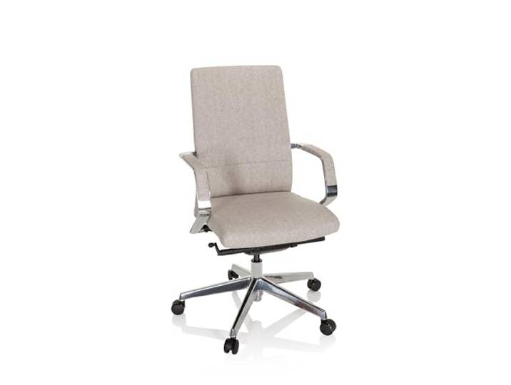 hjh OFFICE 601007 Profi Bürostuhl BESSONA Stoff Beige Designer Drehstuhl mit Armlehnen, Sitztiefe verstellbar, ergonomisch