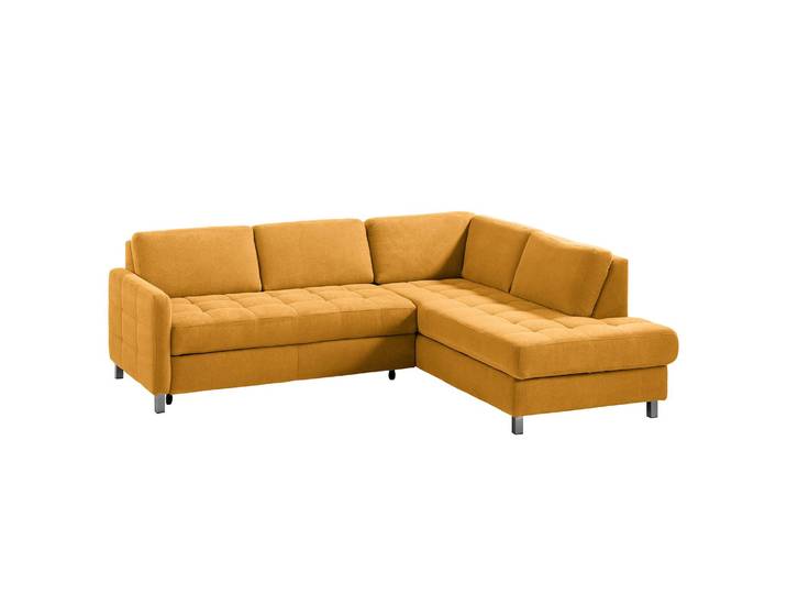 Ecksofa Tanete Webstoff Gelb/Safrangelb Webstoff 233 x 80 x 196cm Ottomane davorstehend rechts mit Schlaffunktion Modern