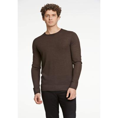 Strickpullover LINDBERGH "Strickpullover Slim Fit", Herren, Gr. XXL, braun (braun mix), Obermaterial: 50% Polyacryl, 50% Schurwolle, Rundhals, Pullover Strickpullover