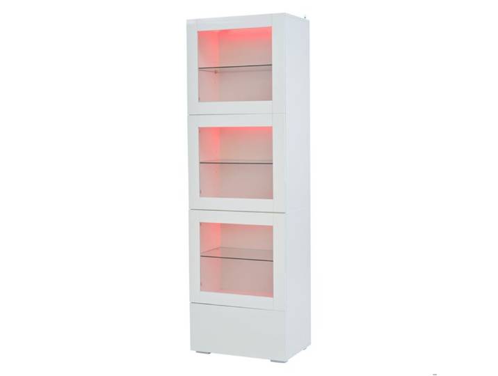 Vitrine de salon LED – 3 portes 1 tiroir façade brillante blanche – 60 x 40 x 173 cm