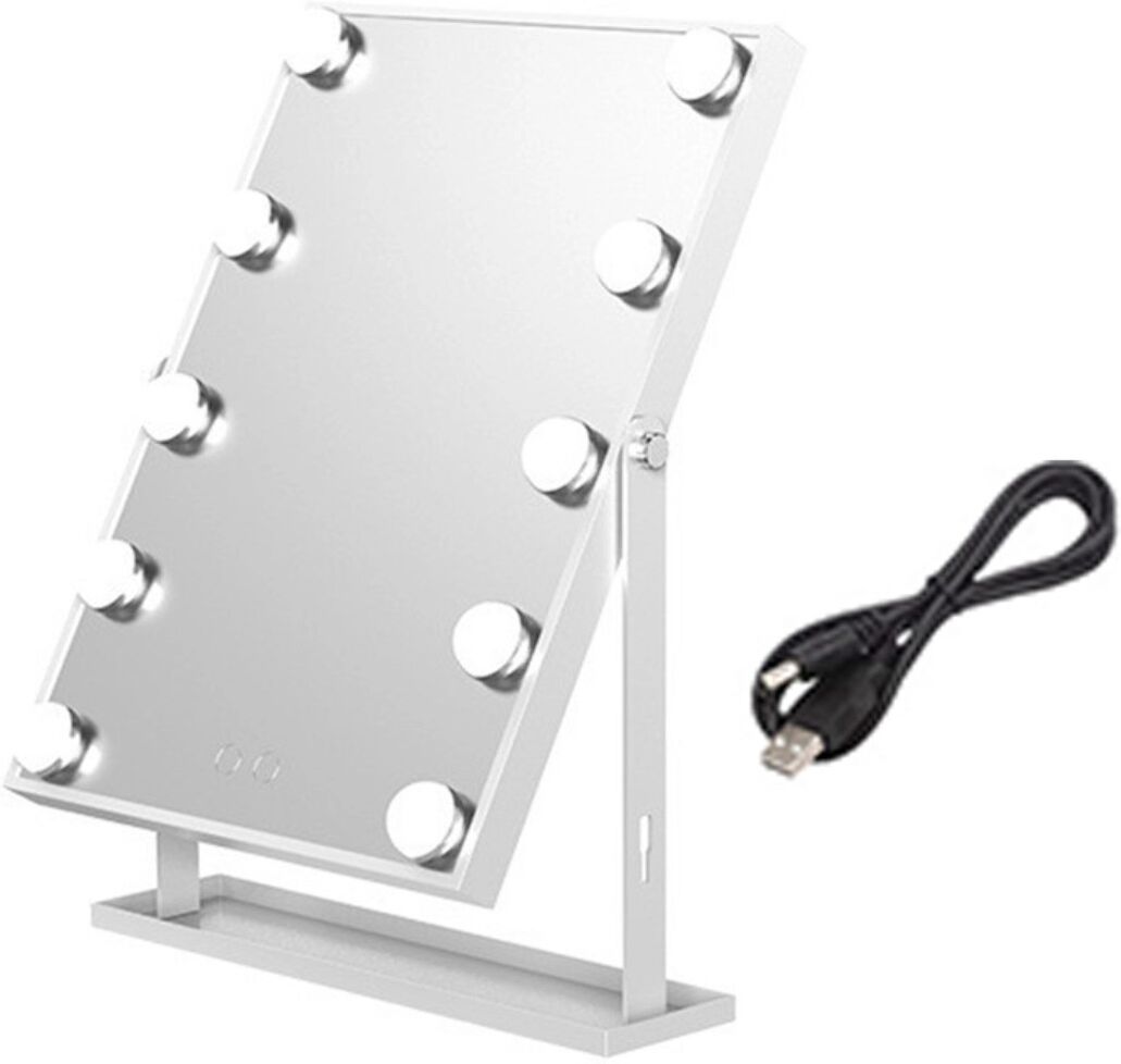 INF LED-beleuchteter Make-up-Spiegel mit 3-Farb stufenloser Dimmung, Touch-Steuerung, 360° Rotation und abnehmbarem Silber