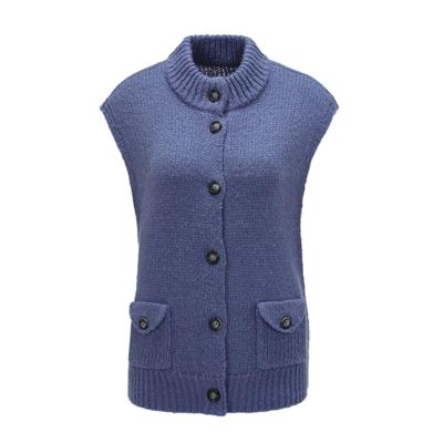 Strickjacke GOLDNER "Stilvoller Strickpullunder, Stehkragen", Damen, Gr. 54, blau (schieferblau), Obermaterial: 100% Polyacryl PAN., gerade, keine/nicht relevant, Strickjacken Strickjacke, keine/nicht relevant