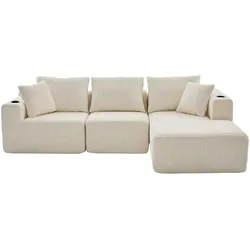 ECKSOFA Modulares L-Form Chenille mit Getränkehalter & Memory-Schaum 261cm