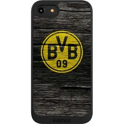 Nivocase Handyhülle für Apple iPhone 8 Hülle NIVOpure Case Schwarz BVB Borussia Dortmund Holzoptik (Apple iPhone 8), Smartphone Hülle, Schwarz