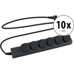 Stagecaptain PSO-6 BK 6-fach Outdoor-Steckdosenleiste IP44 10x Set