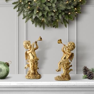 Regency International "8"" Resin Cherub With Horn 2 Assorted"