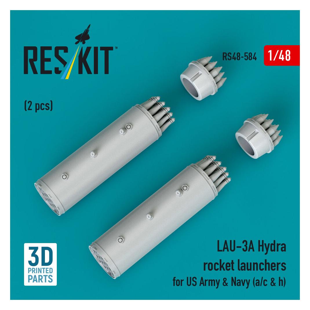 ResKit LAU-3A Hydra rocket launchers for US Army & Navy (a/c & h) (2pcs) (3D Printed) (RS48-0584)