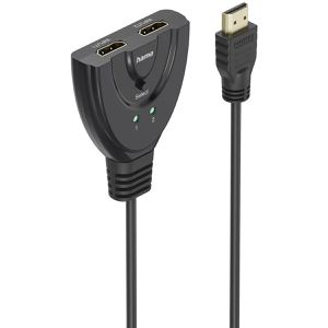 Hama HDMI-Switch 205323, 2-Port Verteiler, Full HD bei 60 Hz, 2 HDMI-Geräte an 1 Display, 2 in 1 out