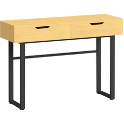 KONSOLENTISCH Schmaler Flurtisch mit 2 Schubladen, Metallrahmen, Natur