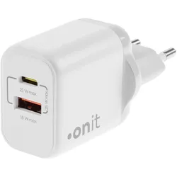 2x Onit USB-Wandladegerät Dual 1C1A 25 W GaN Weiss (25 W, 2 Ports), USB Ladegerät, Weiss