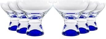 Red Vanilla Samba Martini / Dessert Glass 11oz Set/6 Blue