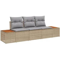 vidaXL 3-teiliges Garten-Sofa-Set mit Kissen Beige Poly Rattan Akazie