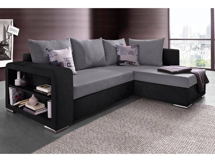 COLLECTION AB John L-Form, B: 226 cm, Schlaffunktion & Bettkasten Regalelement & 2 Zierkissen, Couch mit Federkern