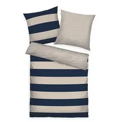 TOM TAILOR Wendebettwäsche Querstreifen / uni Baumwoll Flanell Einzelbett