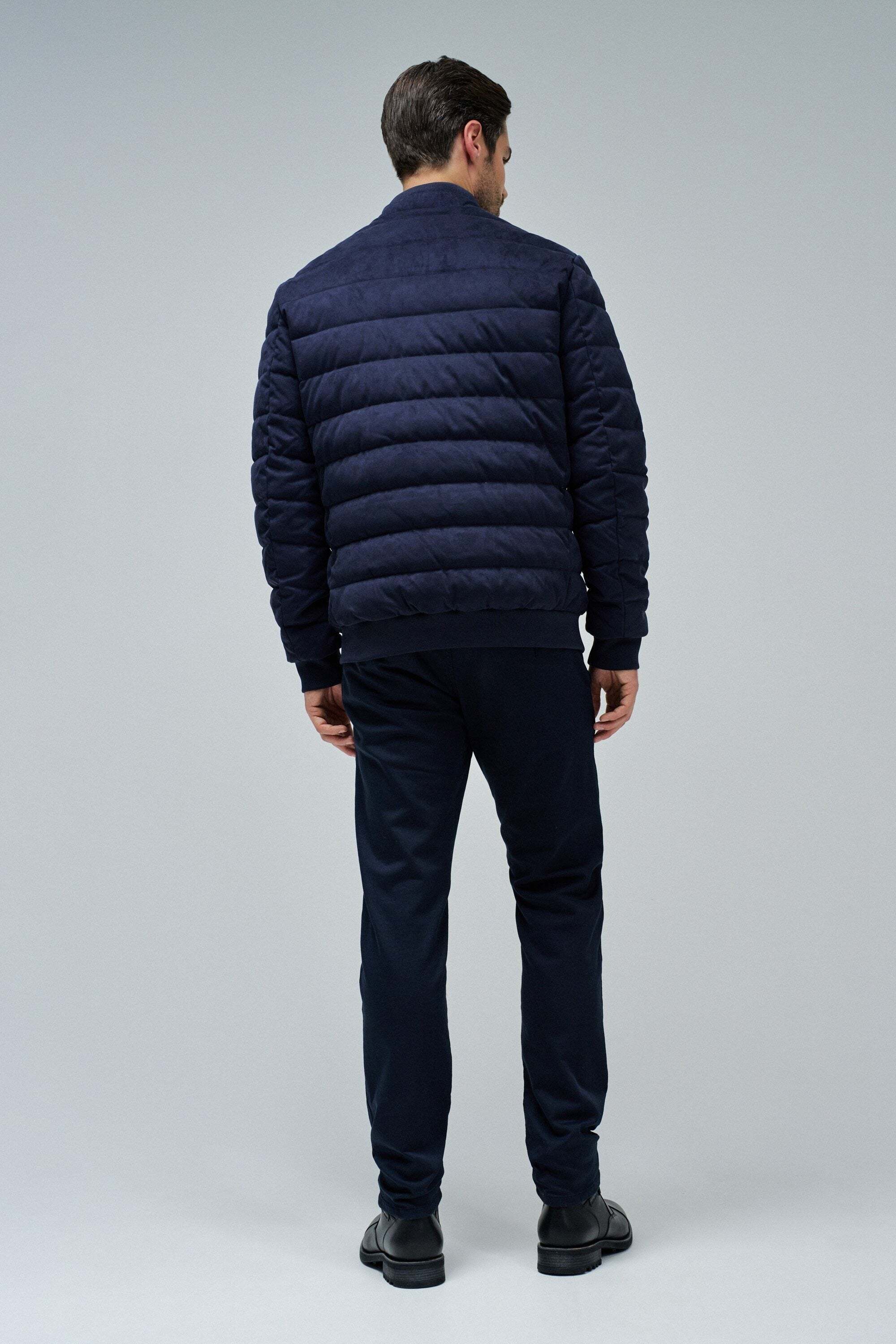 Steppjacke SALSA "Salsa Jeans Steppjacke Suede Puffer Bomber Jacket", Herren, Gr. S, blau, Obermaterial: 90% Polyester PES. 10% Elasthan EL., Jacken Steppjacke blau S