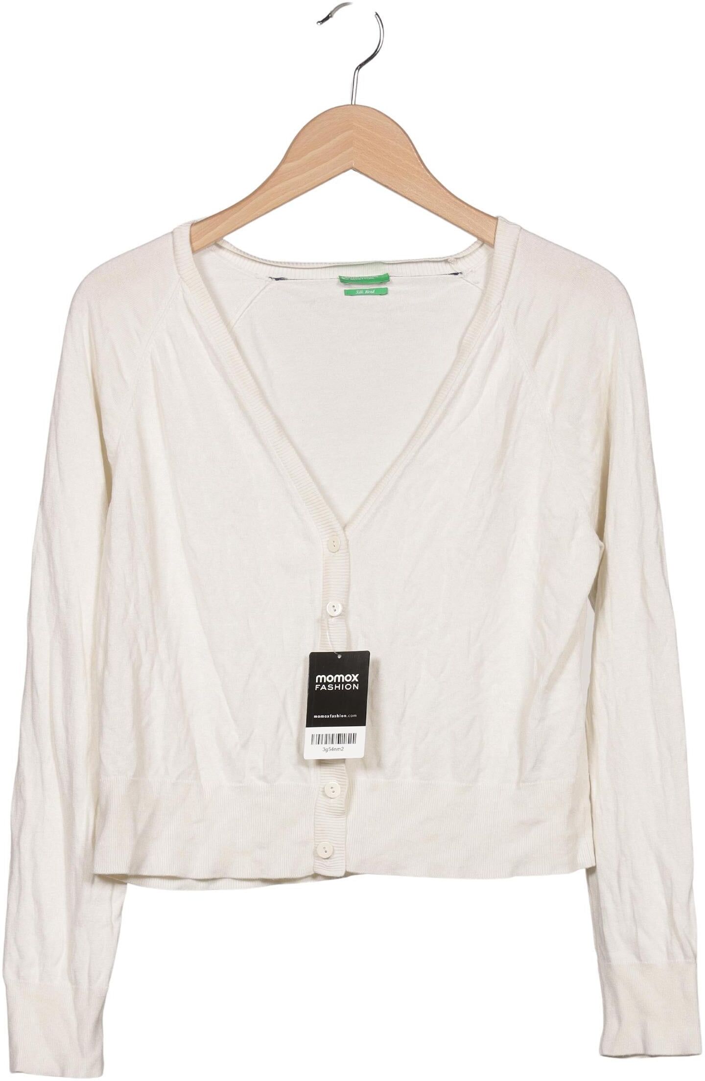 United Colors OF Benetton Damen Strickjacke, Cremeweiß, Gr. L, Viskose / Seide - Second Hand