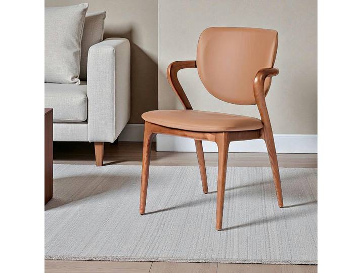 Chaise en cuir avec accoudoirs ALDER - Marron - marron