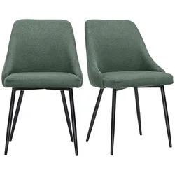 Stühle aus grün khaki Chenille-Stoff und schwarzem Metall (2er-Set) HASTA