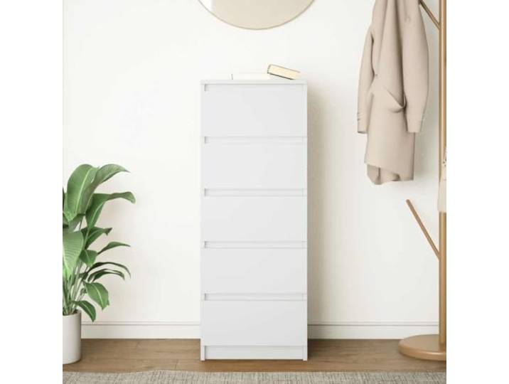 KTHLBRH Sideboard weiß 37,5 x 35 x 99 cm 5 Schubladen Technisches Holz Robuste Platte, pflegeleicht und vielseitig einsetzbar Wohnzimmer Esszimmer Büro