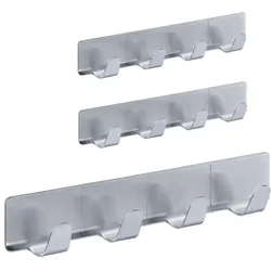 Relaxdays 12 x Hakenleiste selbstklebend Silber