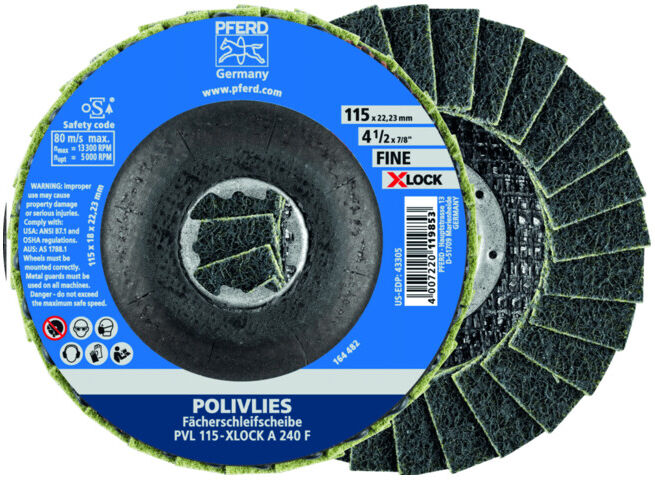 Rondelle crantée PFERD POLIVLIES PVL 115-X-LOCK A 240 F (44694203)