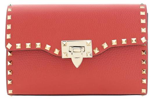 Valentino Garavani Rockstud Small rot genarbt Klappe