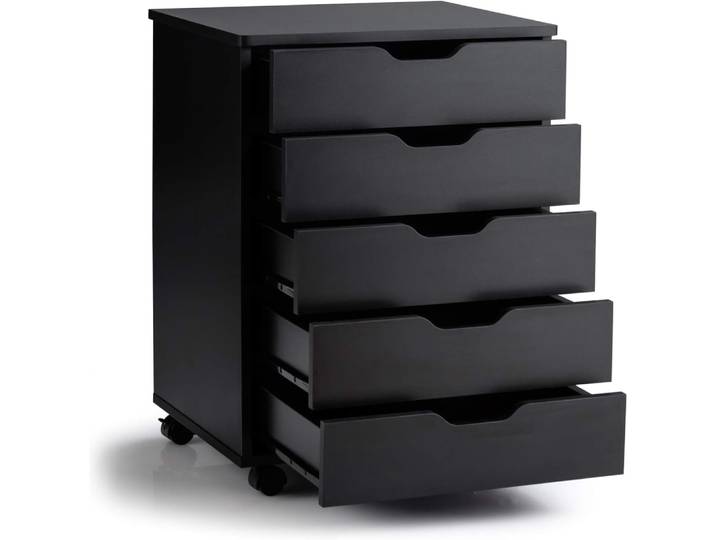 Caisson de bureau à roulettes noir 50x42x67cm