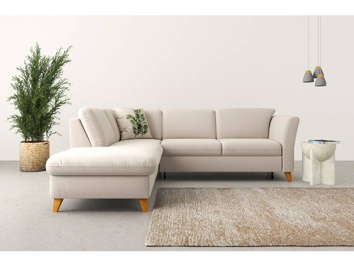 Ecksofa, Luxus-Microfaser Euphoria, Grau, 252×213 cm, Mit Bettfunktion & Stauraum, Klassisch, Home-affaire