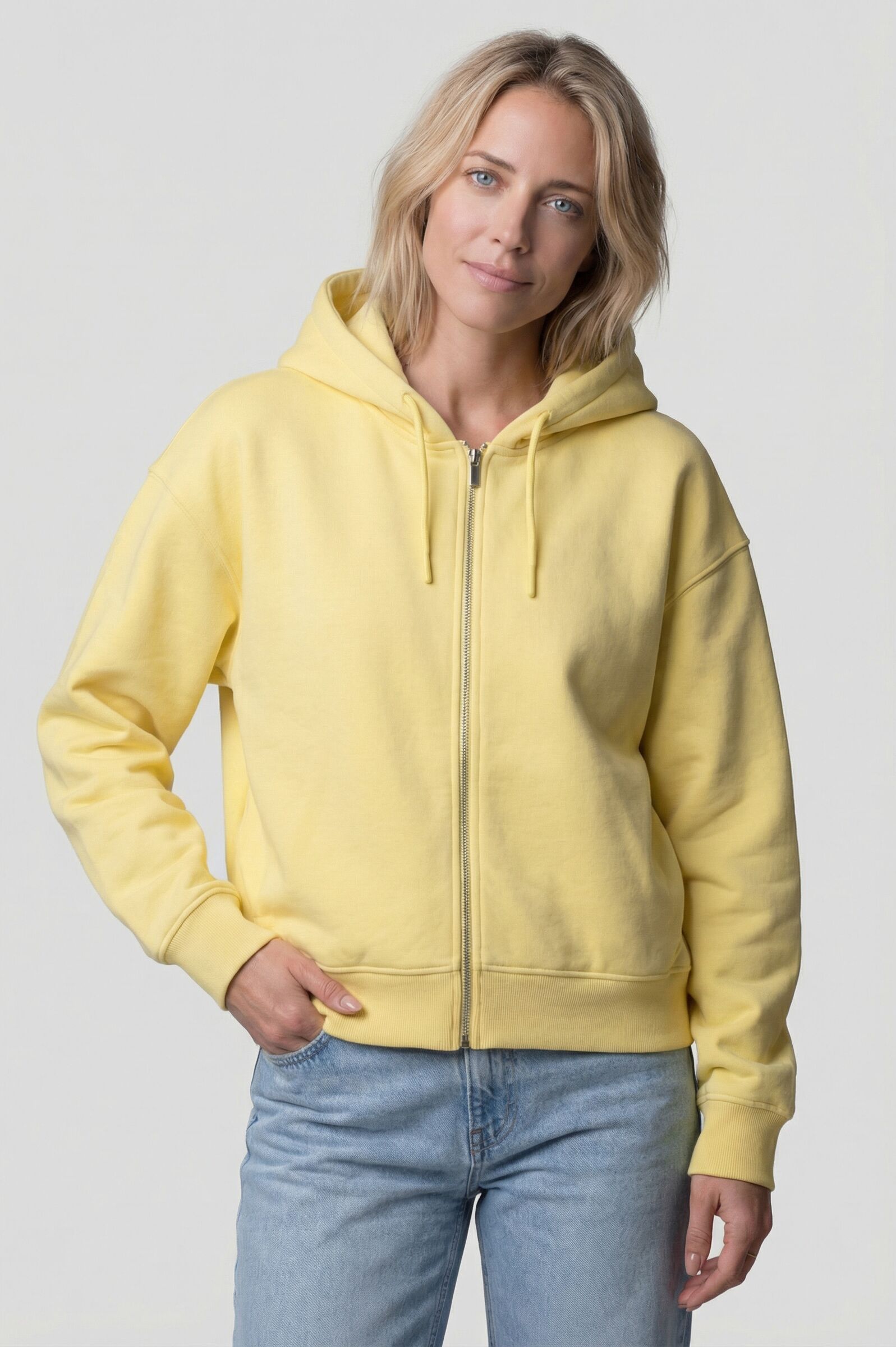 Sweatjacke ALIFE & KICKIN, Damen, Gr. XS, celestial gelb, 60% Baumwolle, 40% Polyester, ohne Ausschnitt, Sweatjacken Sweatjacke celestial gelb XS