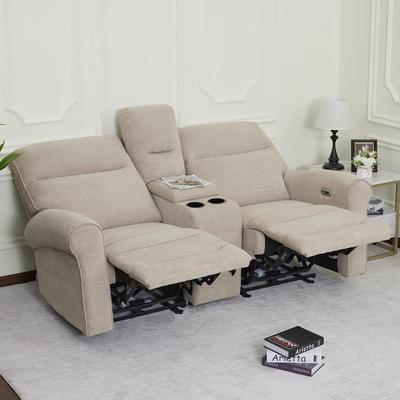 "MCombo 64.6"" Wall Hugger Power Loveseat Fabric Recliner Sofa with USB Ports"