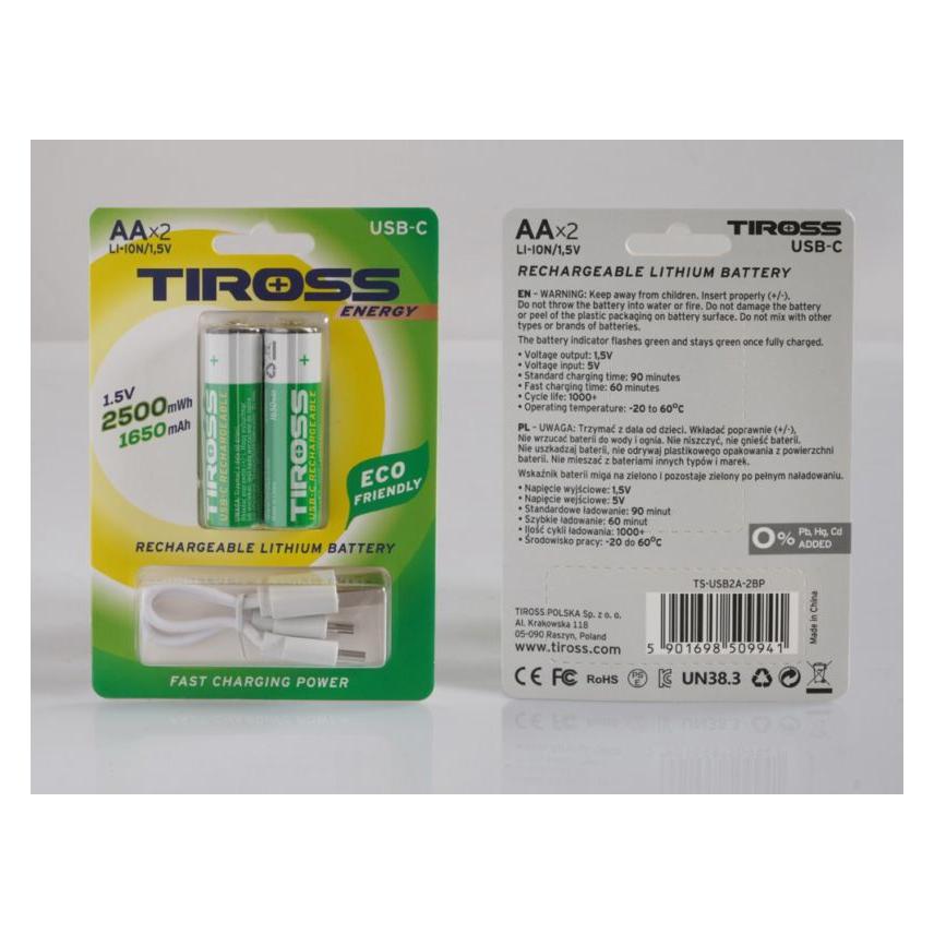 Tiross RECHARGEABLE BATTERY R6 AA 2pcs (2 Stk., AA) (54316462)