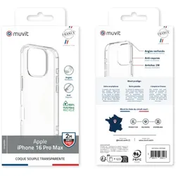 Muvit Coque Transparente 2m Recyclee Iphone 16 Pro Max (Apple iPhone 16 Pro Max), Smartphone Hülle, Transparent