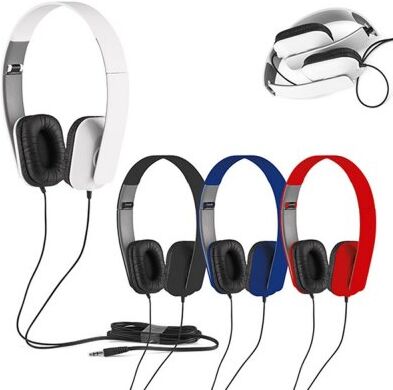 Cuffie pieghevoli ABS Nero, 1,45m, con scatola regalo Personalizzate o neutre