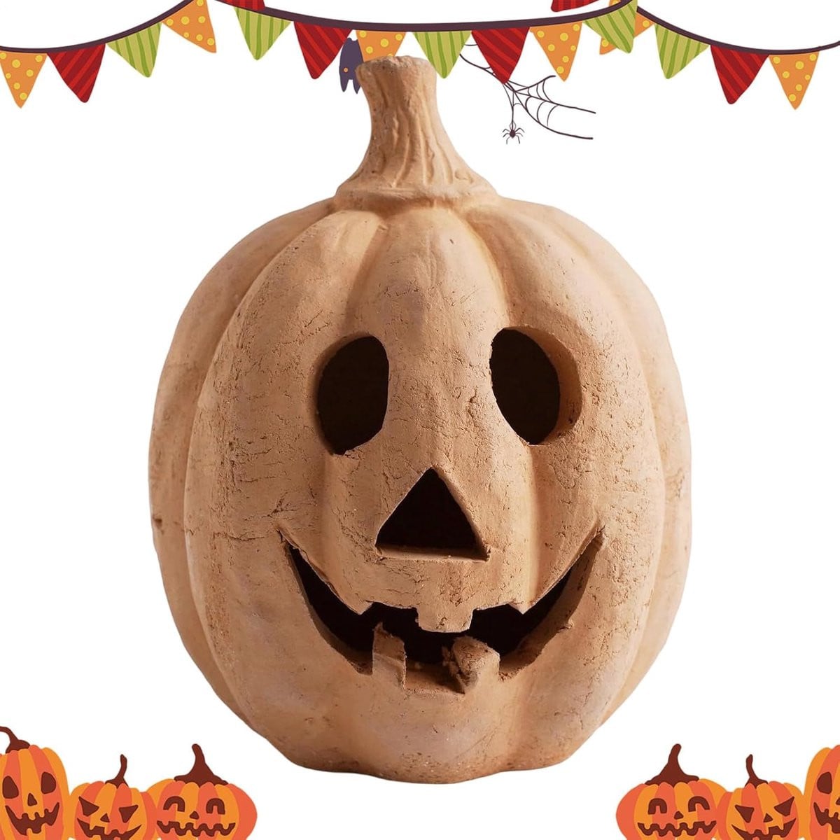Oranje Pompoen Lantaarn - Handgemaakte Decoratieve Halloween Lamp - Hoogte: 20 cm