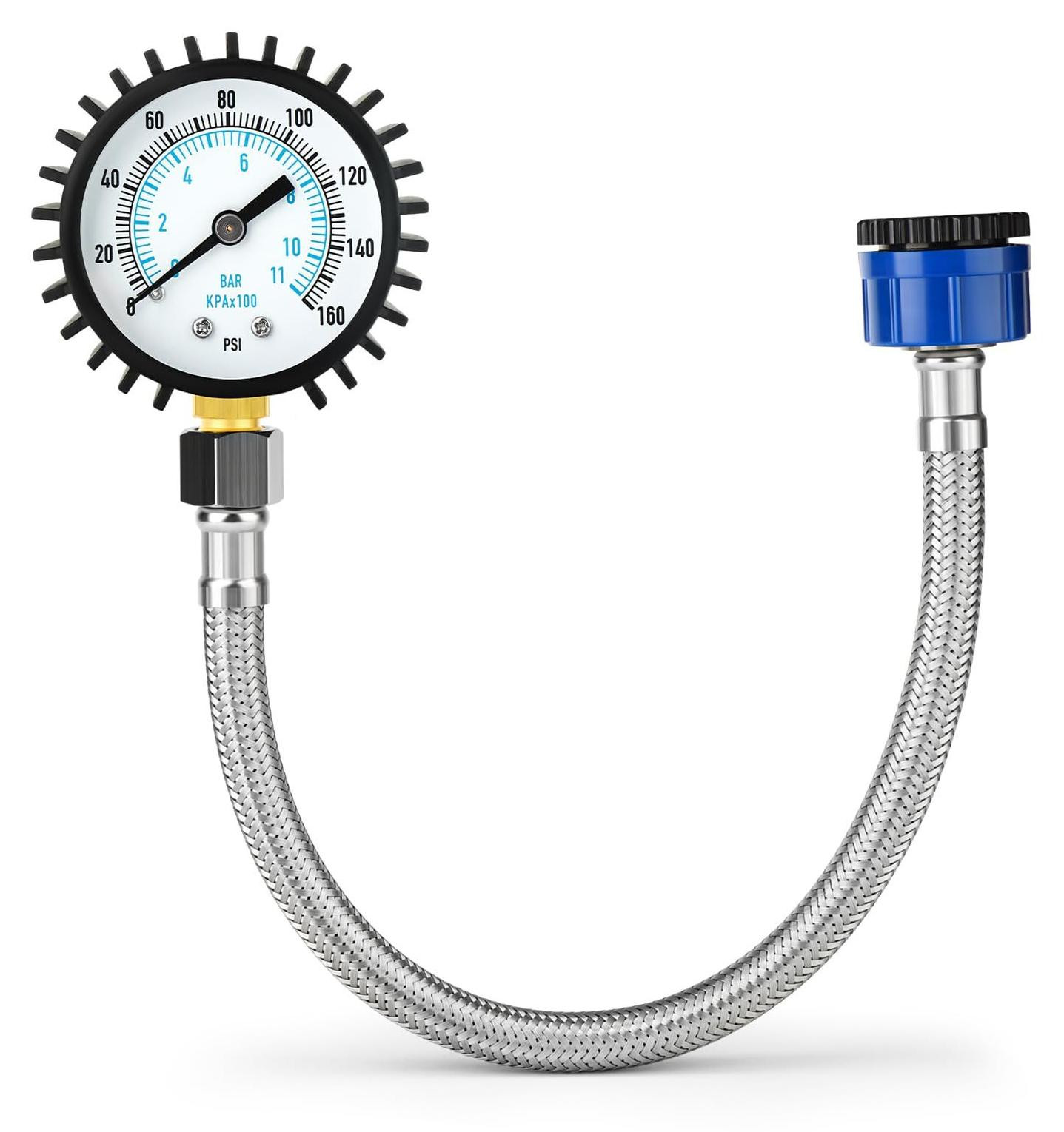 Lustrens Waterdrukmeter 0-11 Bar/0-160 Psi met slangkoppeling