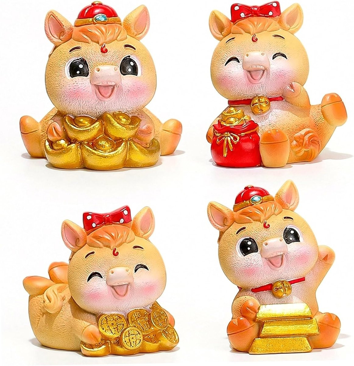 Set van 4 gouden Zodiac paarden beeldjes voor decoratie op tafel