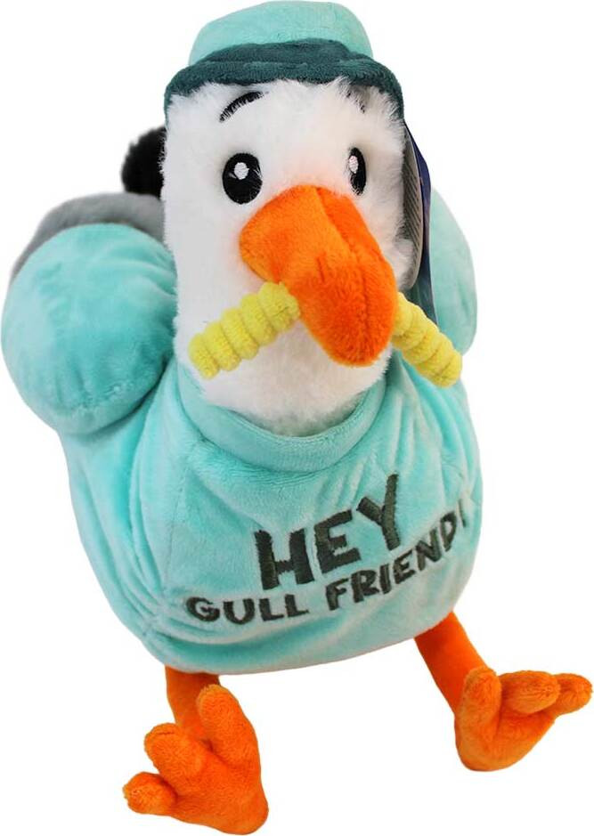 Knuffelmeeuw met T-shirt met tekst - 32 cm