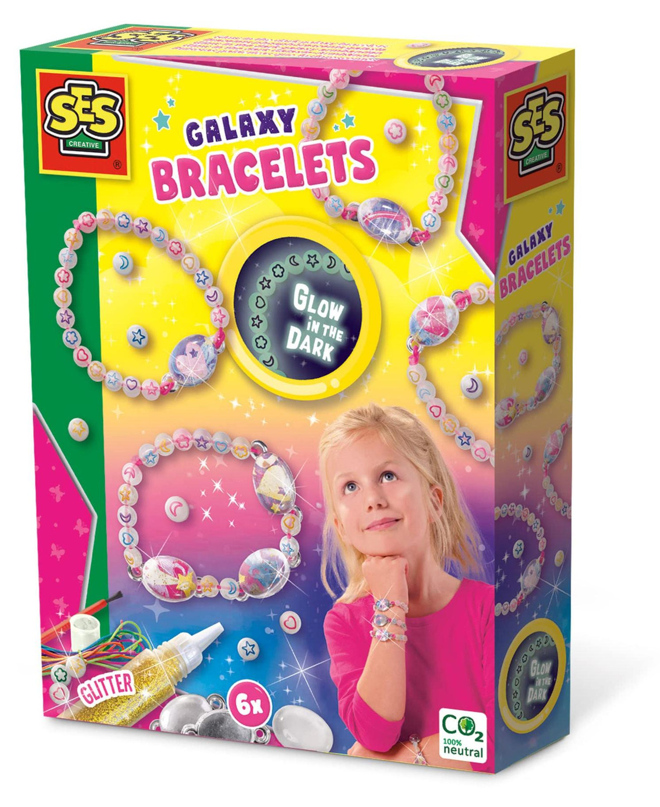 SES Creative Set om armbanden te maken Galaxy thema meerkleurig