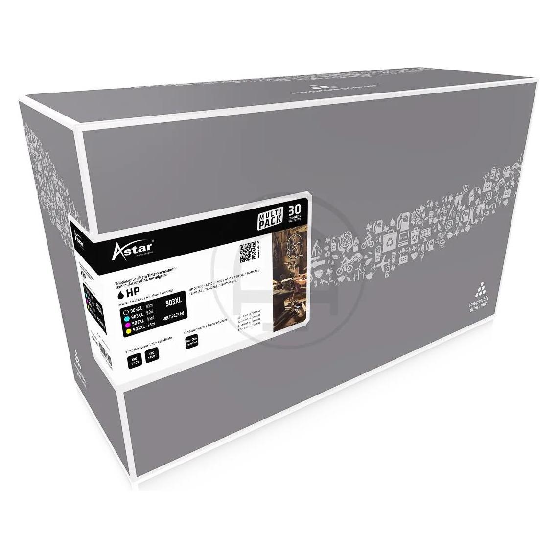 Astar AS70747 HP OJPRO6950 TINTE (4)CMYK 903XL 1x21,5/3x9,5 ohne Fuellst. rebuilt (CMYK) (AS70747)