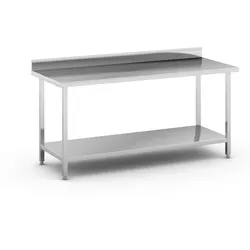 Edelstahl-Werkbank mit Ablage und Zaun, 1800 x 700 x 850 mm