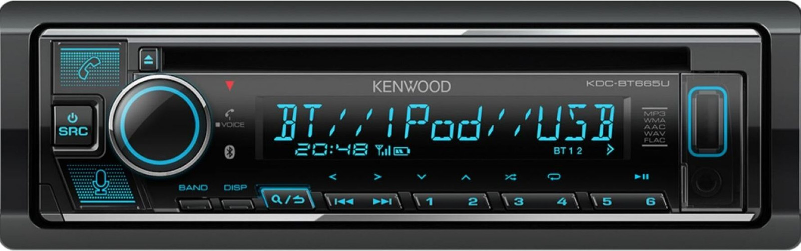 Kenwood KDC-BT665U Autoradio, Zwart, 1 DIN, 200 Watt, 4 kanalen, CD-R