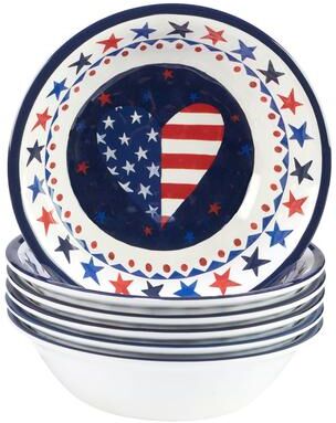 Certified International Stars & Stripes 22 oz. Melamine All Purpose Bowl, Set of 6 - 22 oz.