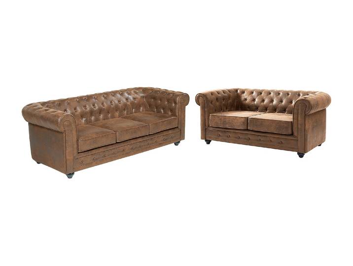 Couchgarnitur 3+2 - Microfaser - Vintage-Look - CHESTERFIELD