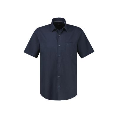 Streifenhemd LERROS "Lässiges Kurzarmhemd mit Streifenstruktur, große Größen", Herren, Gr. 5XL, Normalgrößen, classic navy, 100% Baumwolle, Hemden