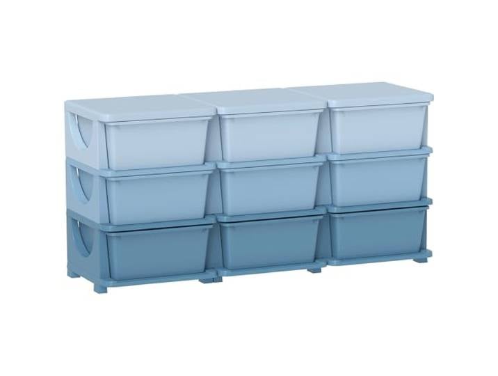 HOMCOM Schubladenschrank für Kinder mit Stauraum Blau 113 x 37 x 56,5cm Aufbewahrungsboxen, Spielzeug-Organizer, Spielzeugkiste, 6 Ebenen, für Kinderzimmer, 3-6 Jahre, Kindermöbel