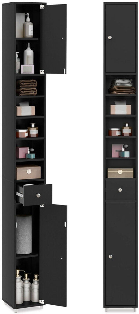 17 Stories Graisen Freestanding Bathroom Storage Black 180cm H X 20cm W X 20cm D