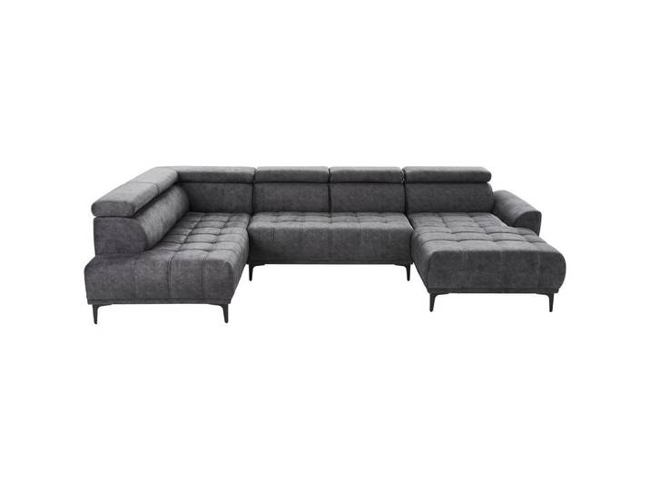 Stylife Wohnlandschaft, Graphit, Metall, 4-Sitzer, U-Form, 340x191 cm, Typenauswahl, Stoffauswahl, seitenverkehrt erhältlich, Hocker erhältlich, Wohnzimmer, Sofas & Couches, Wohnlandschaften, Wohnlandschaft U-Form