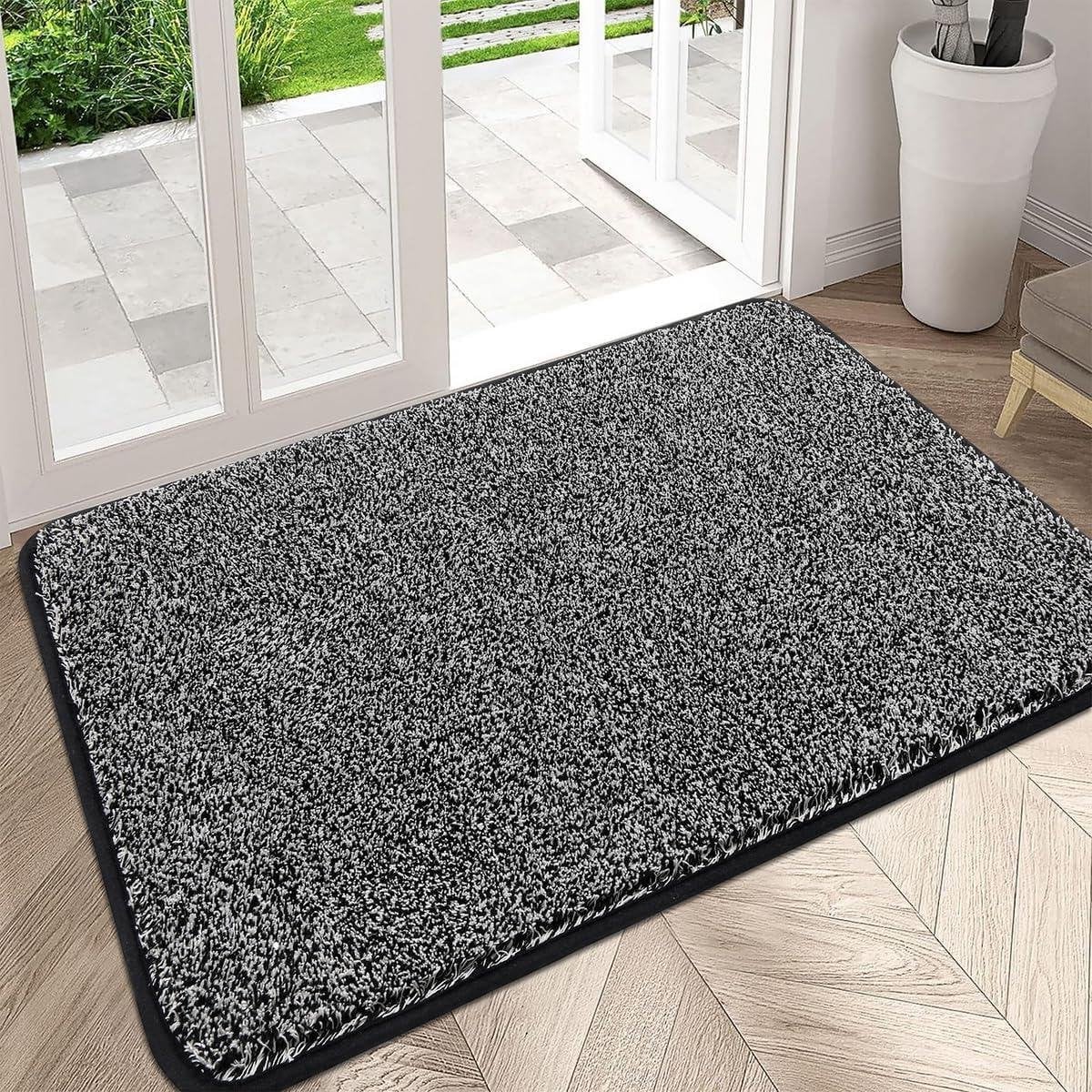 Zwarte absorberende deurmat voor een schoon huis, 80 x 120 cm