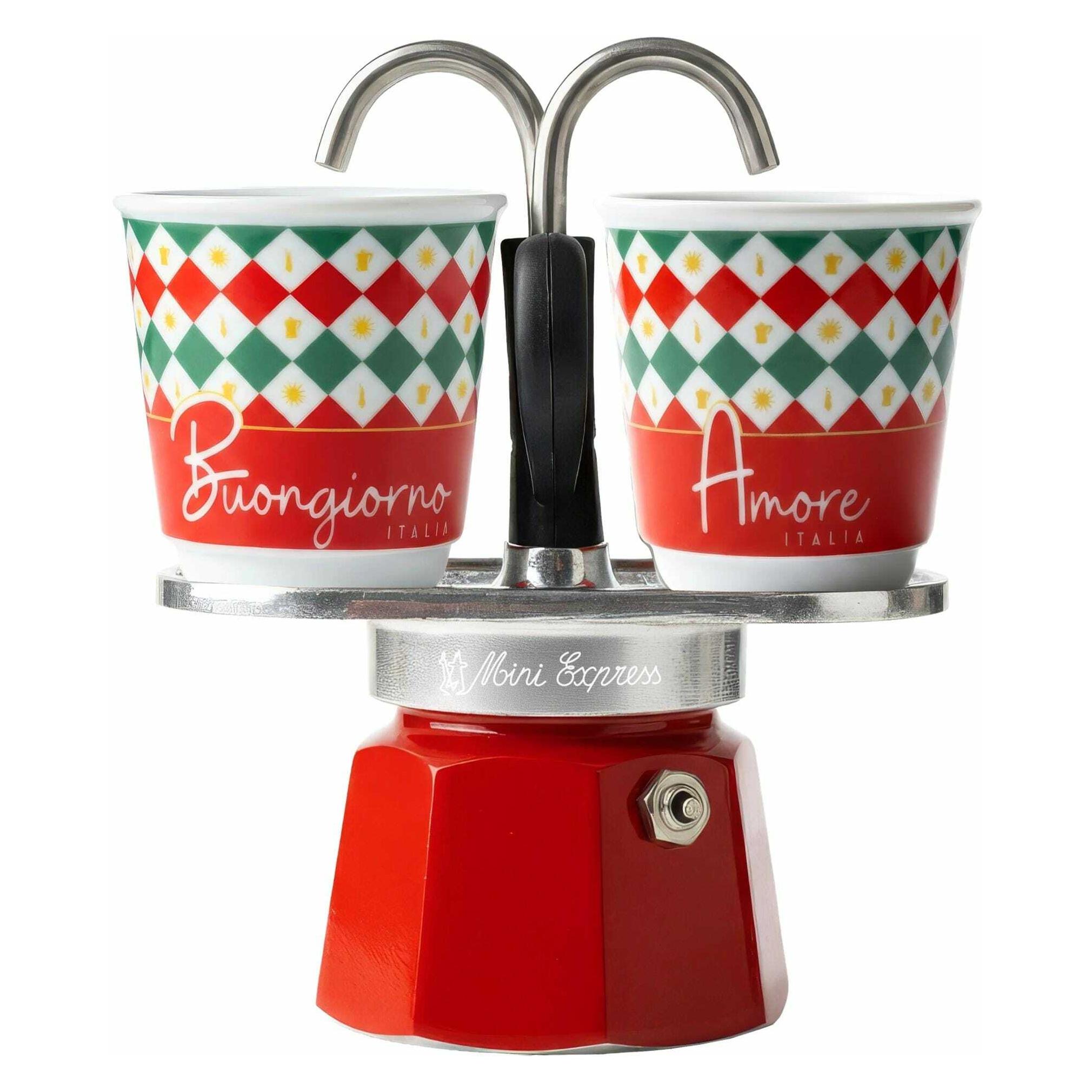 Bialetti Espressokocher Mini Express, Italia Damier, 2 Tassen (2 Tassen) (0007405)